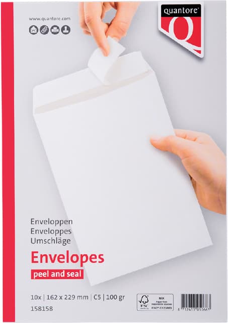 Envelop Quantore akte C5 162x229mm zelfklevend wit 10 stuks 2