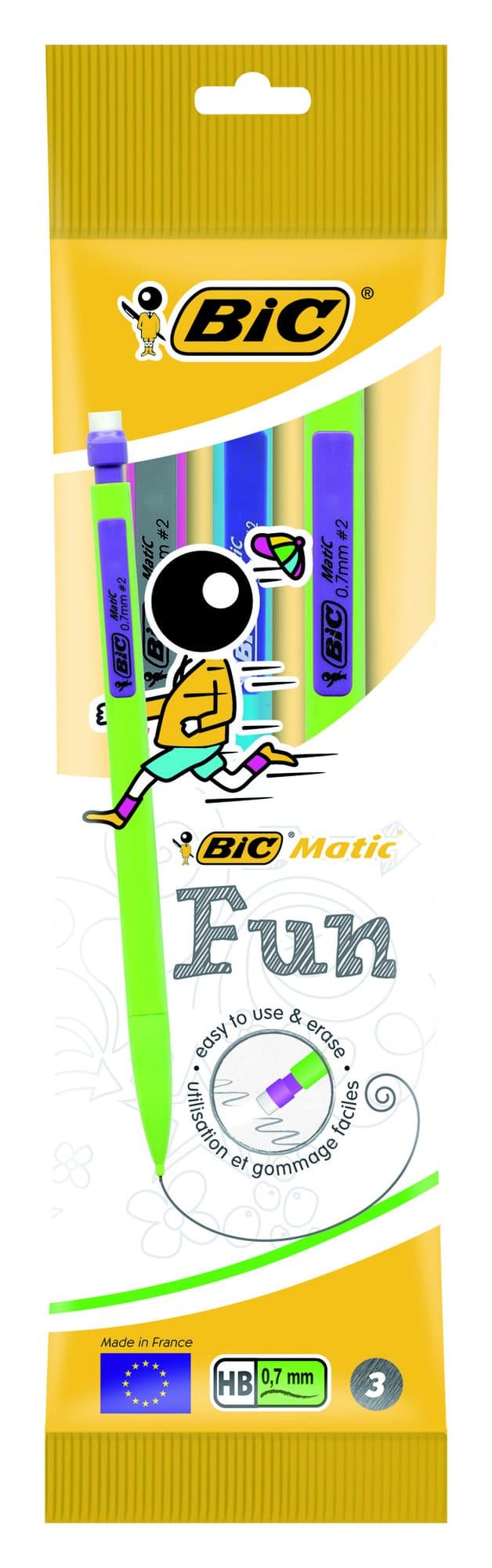 Vulpotlood Bic Matic fun HB  0.7mm blister à 3 stuks