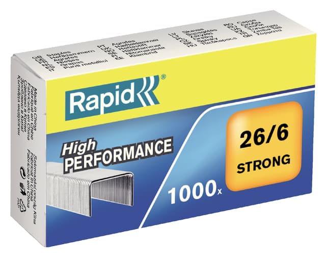 Nieten Rapid 26/6 gegalvaniseerd strong 1000 stuks