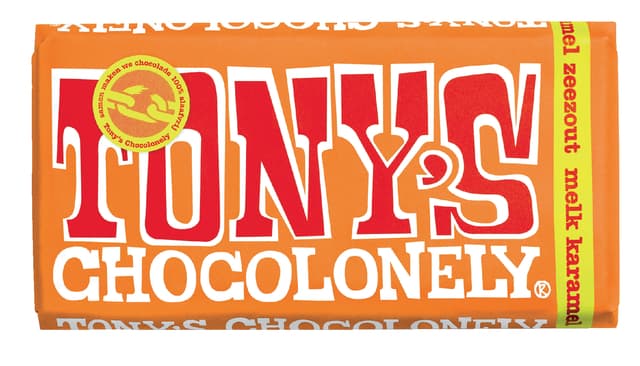 Chocolade Tony's Chocolonely melk karamel zeezout reep 180gr