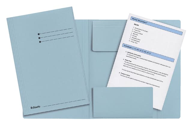 Dossiermap Esselte folio 3 kleppen manilla 275gr blauw 2
