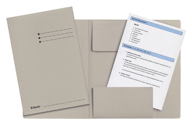 Dossiermap Esselte folio 3 kleppen manilla 275gr grijs 2