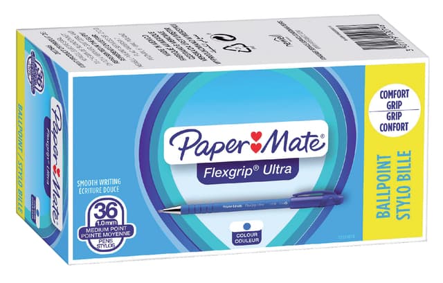 Balpen Paper Mate Flexgrip Ultra medium blauw valuepack 30+6 gratis 3