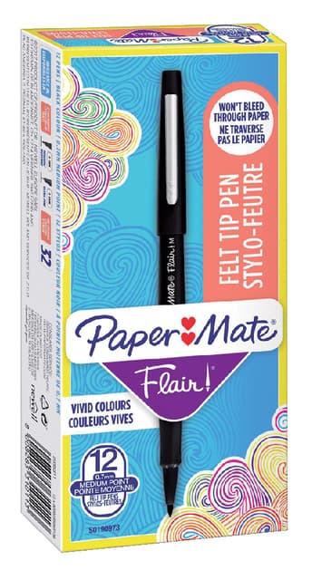 Fineliner Paper Mate Flair Original medium zwart 3
