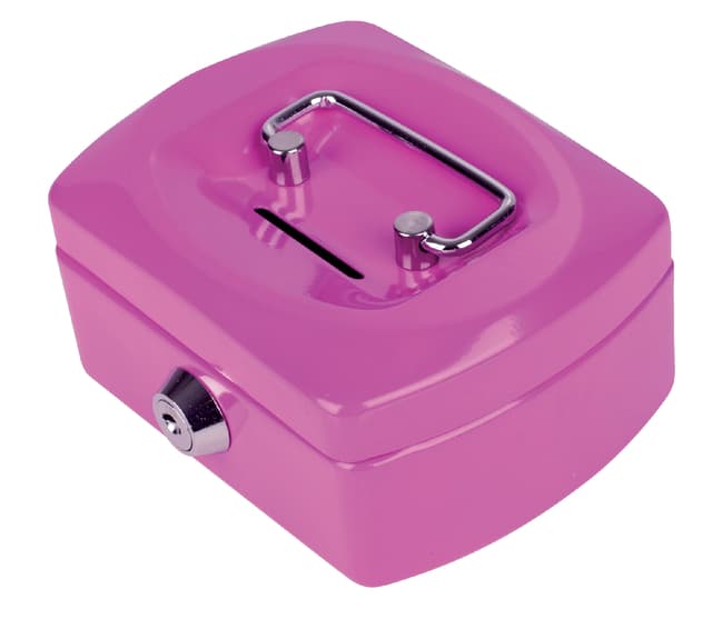 Geldkist Pavo met muntgleuf 125x95x60mm roze 2