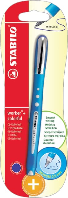 Rollerpen STABILO worker colorful 2019/41 M blauw blister à 1 stuk