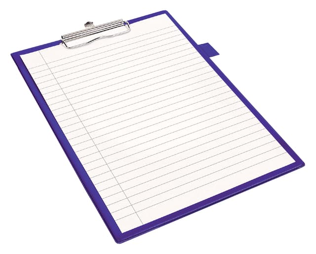 Klembord Quantore A4 staand PVC blauw met 100mm klem + penlus 2