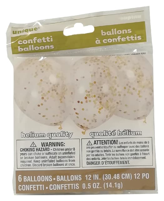 Ballon transparant met goud confetti 6 stuks 30cm