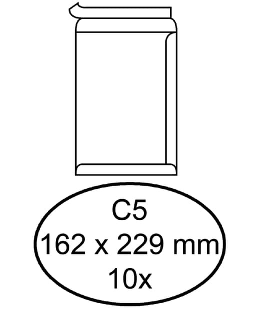Envelop Quantore akte C5 162x229mm zelfklevend wit 10 stuks