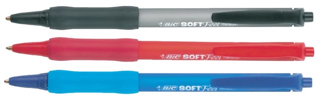 Balpen Bic soft feel grip clic medium rood 3