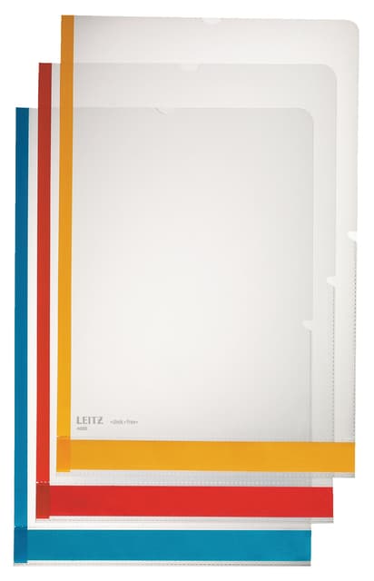 Insteekmap L-model Leitz premium A4 0.15mm PP gekleurde rand transparant 6 stuks 3