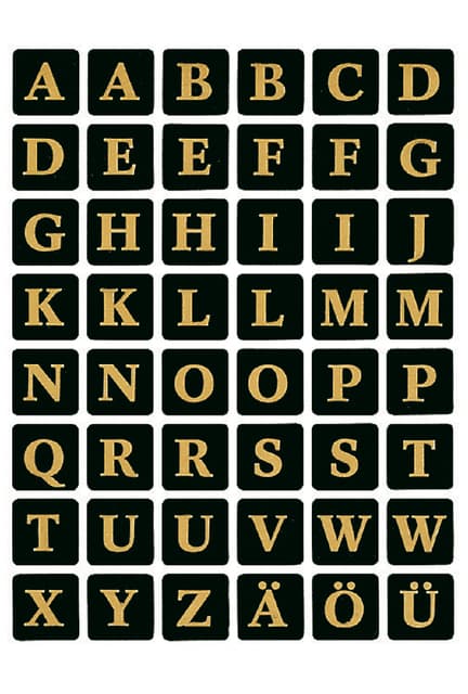 Etiket HERMA 4130 13x13mm letters A-Z zwart op goud