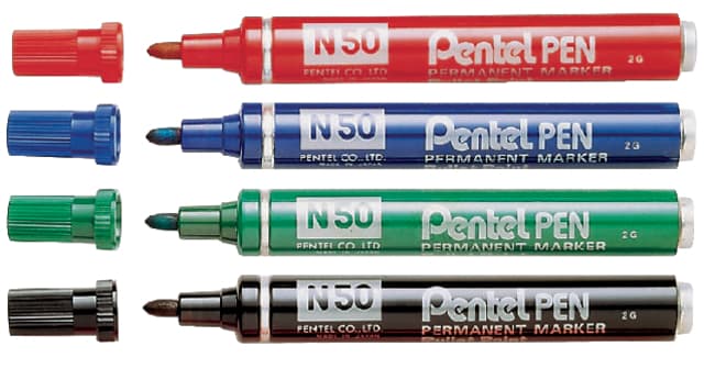 Viltstift Pentel N50 rond 1.5-3mm blauw 2