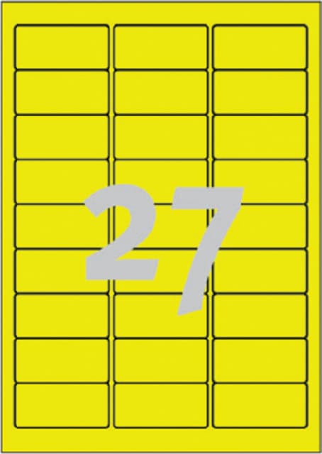 Etiket Avery L6004-25 63.5x29.6 neon geel 675 stuks 2