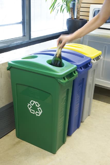 Afvalbak Rubbermaid Slim Jim Vented met luchtsleuven 87 liter grijs 4