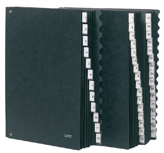 Termijnmap Leitz 1-12 270x18x345mm hardboard zwart 2
