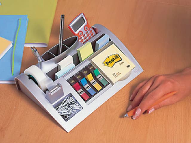 Bureau organiser Post-it C50 zilvergrijs incl inhoud 6