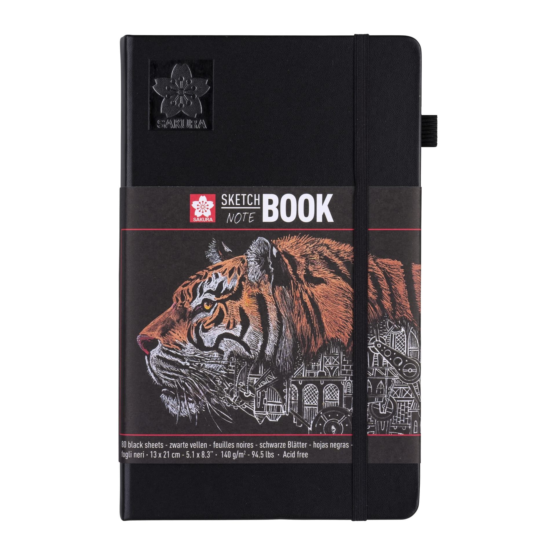 Schetsboek Sakura 80 zwarte vellen 140gr 130x210mm zwart