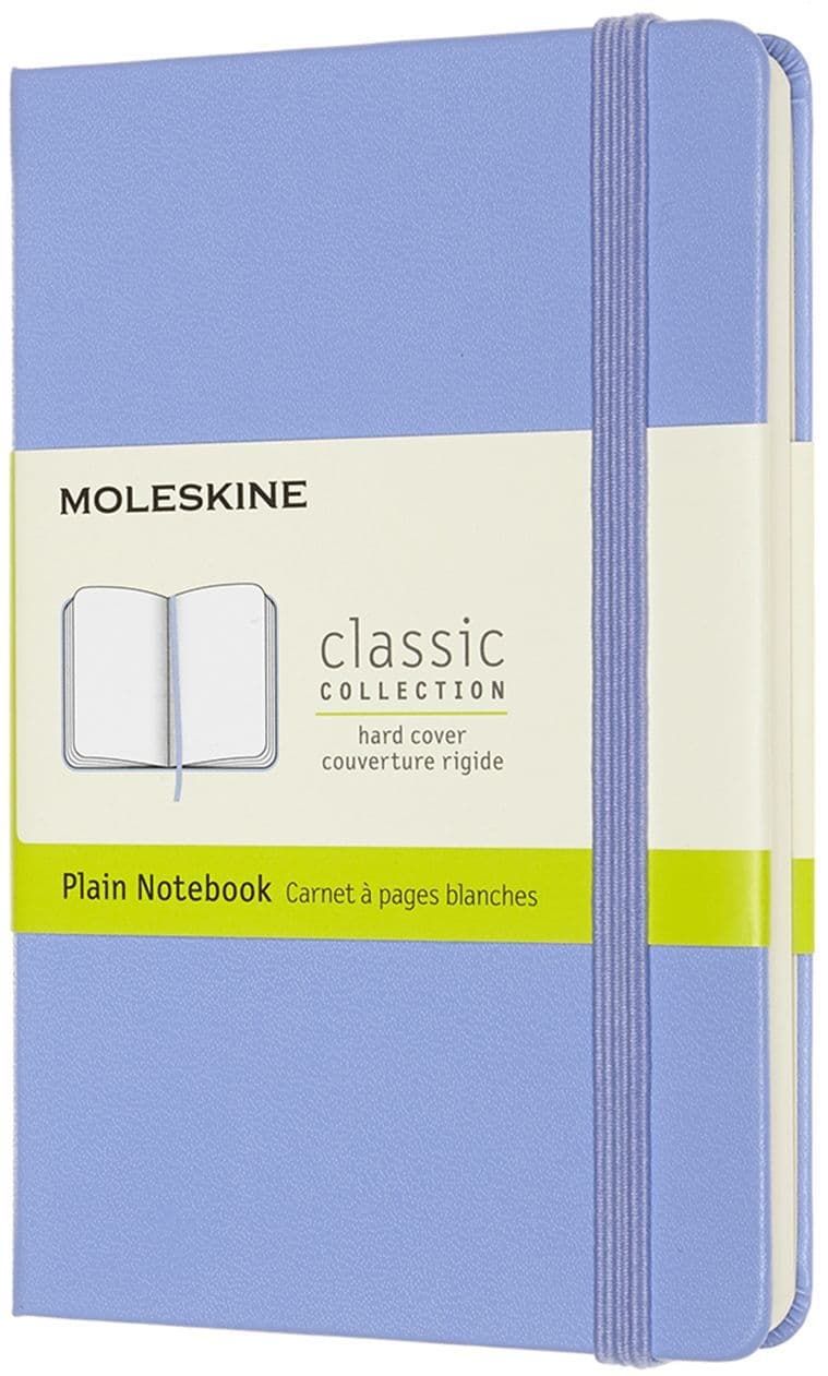 Notitieboek Moleskine pocket 90x140mm blanco hard cover hydrangea blue