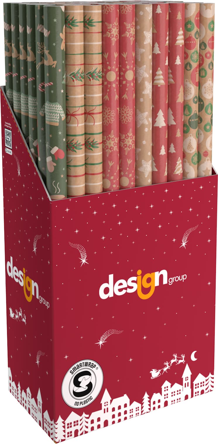 Inpakpapier Kerst kraft 200x70cm assorti