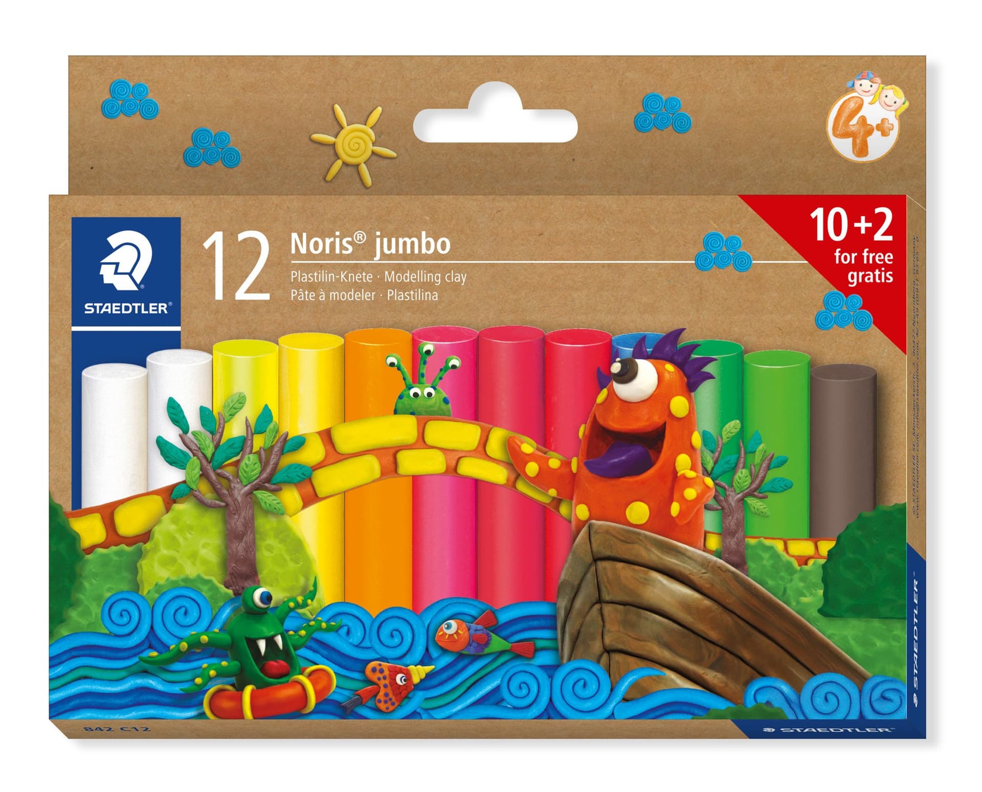 Boetseerklei Staedtler Noris jumbo set à 12 kleuren