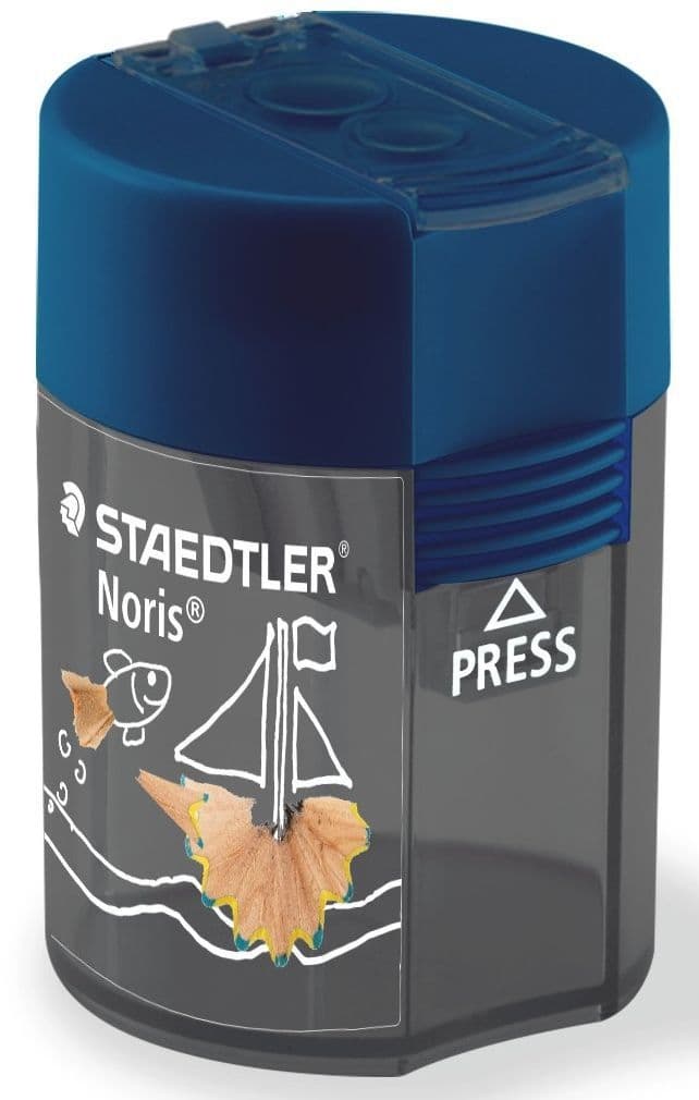 Puntenslijper Staedtler Noris 512 dubbel met opvangbak blauw