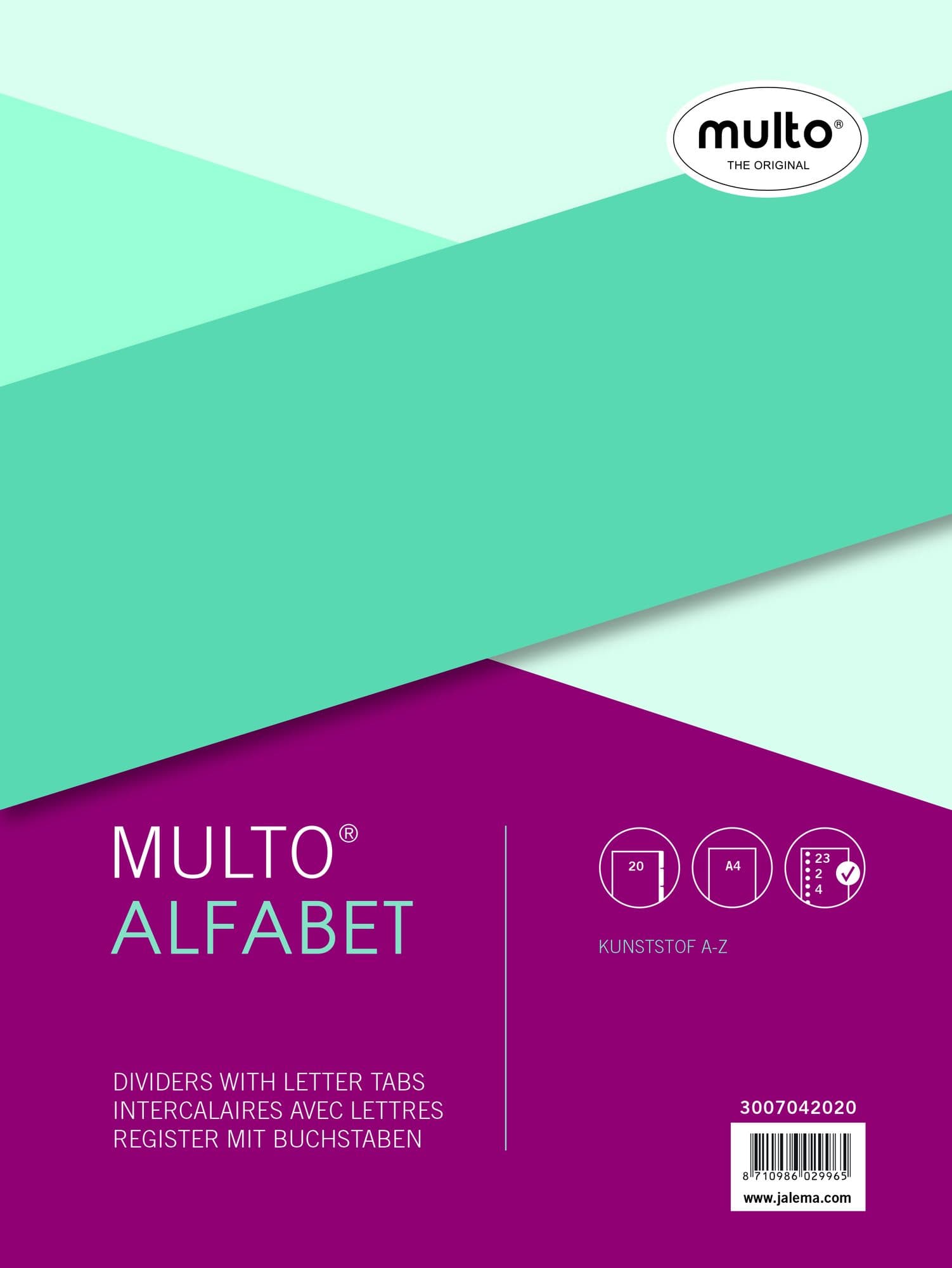 Tabbladen Multo A4 23-gaats 20-delig alfabet grijs