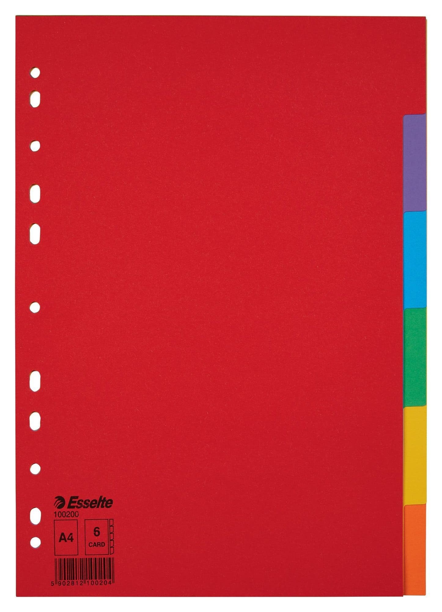 Tabbladen Esselte Economy A4 6-delig karton 11-rings assorti
