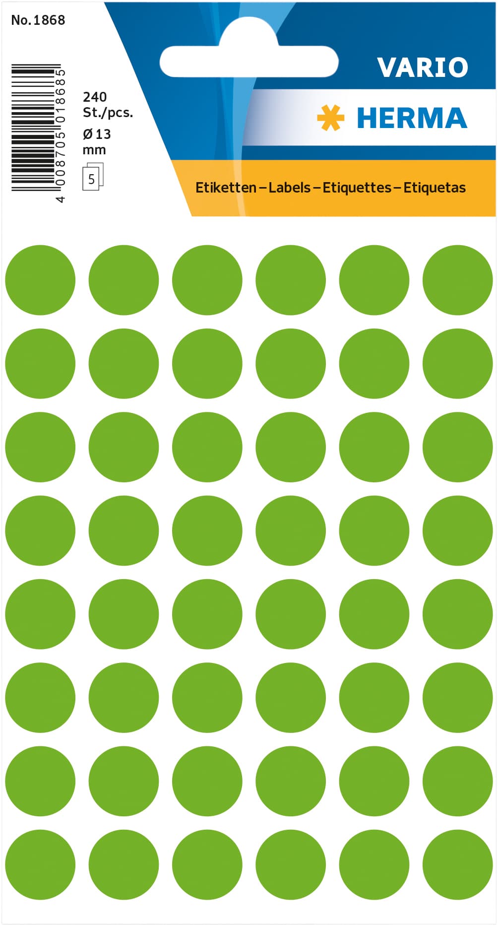 Etiket HERMA 1868 rond 12mm fluor groen 240 stuks