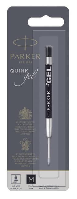 Gelschrijvervulling Parker Quink medium zwart blister à 1 stuk