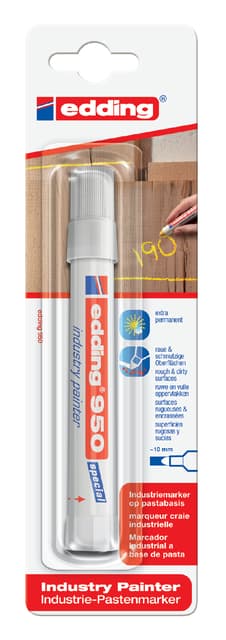Viltstift edding 950 pastamarker industry rond 10mm wit blister à 1st